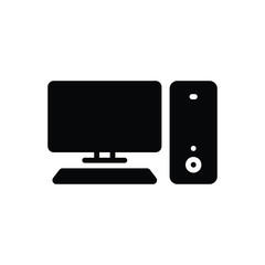 Black solid icon for computer monitor