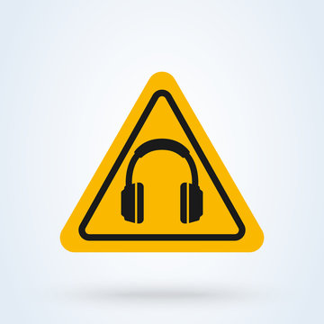 Headphone Simple Vector Modern Icon. Ear Protection Sign, Mandatory Hearing Protection.