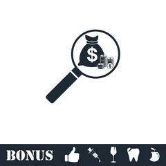 Search money icon flat