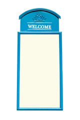 signboard stand on the storefront on white.