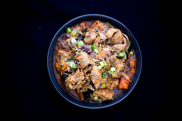 Korean Food Braised Spicy Chicken with glass noodle