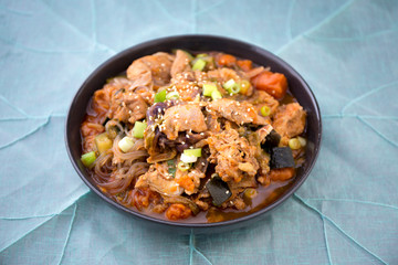 Korean Food Braised Spicy Chicken with glass noodle