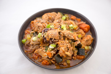 Korean Food Braised Spicy Chicken with glass noodle