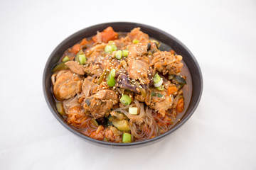 Korean Food Braised Spicy Chicken with glass noodle