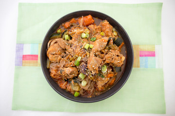 Korean Food Braised Spicy Chicken with glass noodle