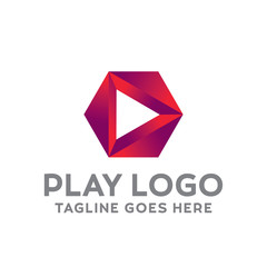 Play Logo For Technology Design With Colorful Style Concept. Digital Logo Company with Media  Player Concept. Triangle and Gradient Symbols. Movie Icon for Business, website, Studio, Media, Internet.