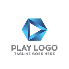 Play Logo For Technology Design With Colorful Style Concept. Digital Logo Company with Media  Player Concept. Triangle and Gradient Symbols. Movie Icon for Business, website, Studio, Media, Internet.