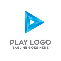 Play Logo For Technology Design With Colorful Style Concept. Digital Logo Company with Media  Player Concept. Triangle and Gradient Symbols. Movie Icon for Business, website, Studio, Media, Internet.