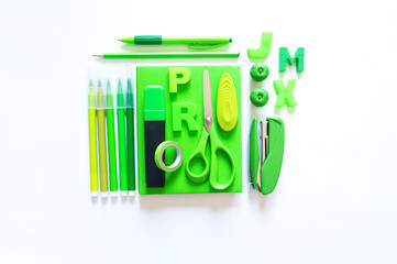 Stationery flat lay. Back to school.