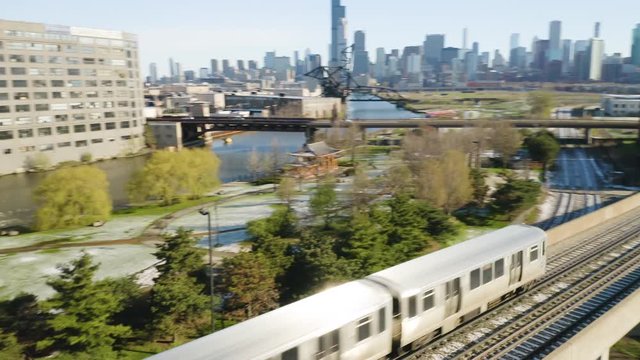 Aerial View of Subway Train