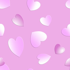 hearts in pink shades on pink background