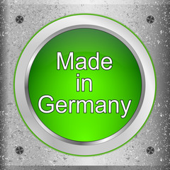 Made in Germany button on a metal plate - 3D illustration