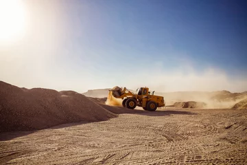 Fotobehang Vrachtwagen Bulldozers and earthmovers working in quarries  © Sravan Chandran
