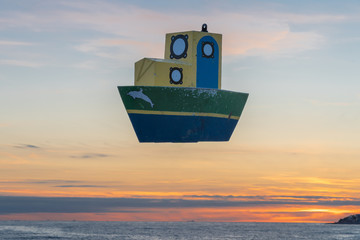 Le Havre, France - 05 30 2019: The magical flying boat at sunset
