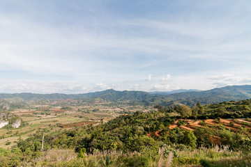 Fototapeta na wymiar Scenic mountain landscape on the hill in Phu Lung ka in Phayao province, Thailand