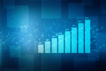 2d rendering Stock market online business concept. business Graph 