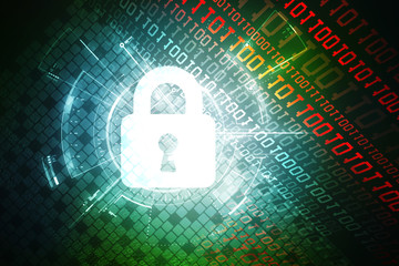 2d illustration Safety concept: Closed Padlock on digital background