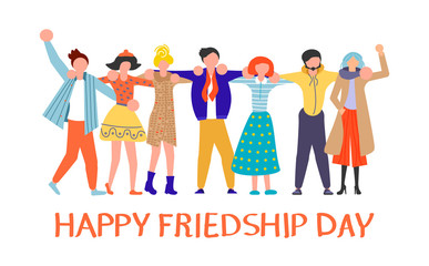 Happy friends group of people hugging