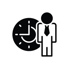 Black solid icon for people time