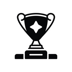 Black solid icon for trophy cup on lectern of podium