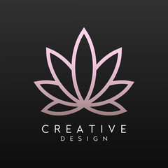 Obraz premium Beautiful, modern and luxury flower vector design. Elegant leaf symbol for health, cosmetic, spa, salon, or boutique. Feminine logo and gold colored template