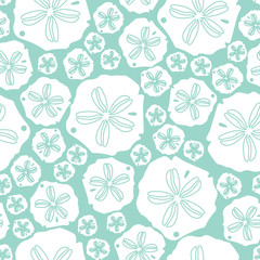 Teal and White Sand Dollars