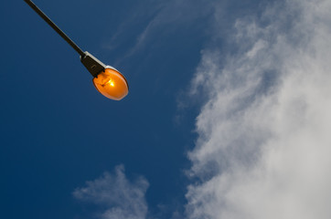 street light bulb on beautiful sky background.