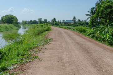Fototapeta na wymiar Dirt roads in rural Thailand