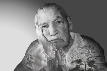 The sad senior couple