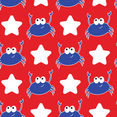 Red, White, and Blue Crabs and Stars