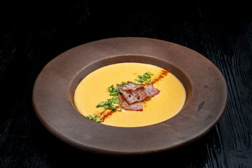 Split pea soup with smoked. Healthy homemade thick split soup.