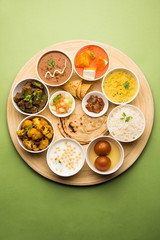Indian Hindu Veg Thali / food platter, selective focus