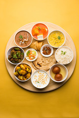 Indian Hindu Veg Thali / food platter, selective focus