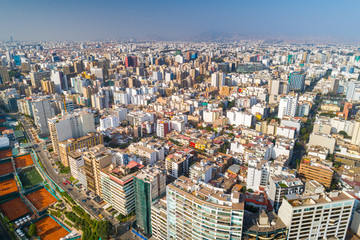 Fototapeta na wymiar Panoramic aerial view of Lima city, in Peru.