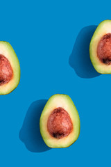 avacado on blue background
