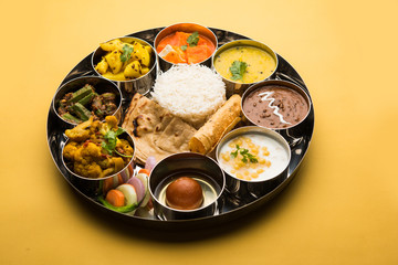 Indian Hindu Veg Thali / food platter, selective focus