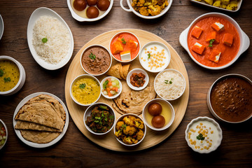 Indian Hindu Veg Thali / food platter, selective focus
