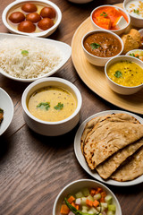 Indian Hindu Veg Thali / food platter, selective focus