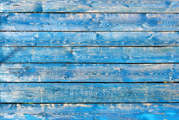 Texture of vintage blue and turquoise painted wooden background