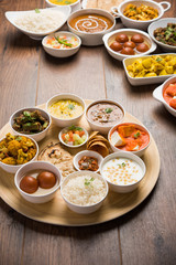 Indian Hindu Veg Thali / food platter, selective focus