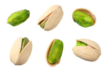 pistachio isolated on the white background. top view