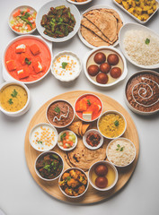 Indian Hindu Veg Thali / food platter, selective focus