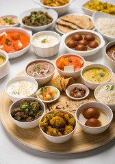 Indian Hindu Veg Thali / food platter, selective focus