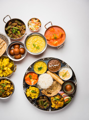 Indian Hindu Veg Thali / food platter, selective focus