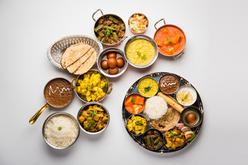 Indian Hindu Veg Thali / food platter, selective focus