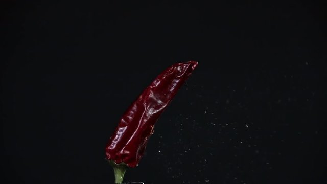 Eine Chilli-Schote wird zerschossen - Video