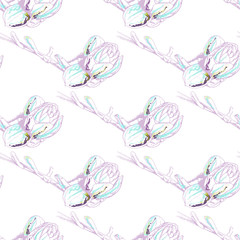 Flower Pastel.White Romantic Seamless Pattern.