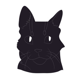 vector illustration of cat portrait, drawing silhouette, vector,