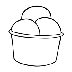 Ice cream hand drawn lineart icon. Cute cartoon doodle sketch