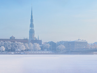 Winter skyline of Latvian capital city Riga Old town